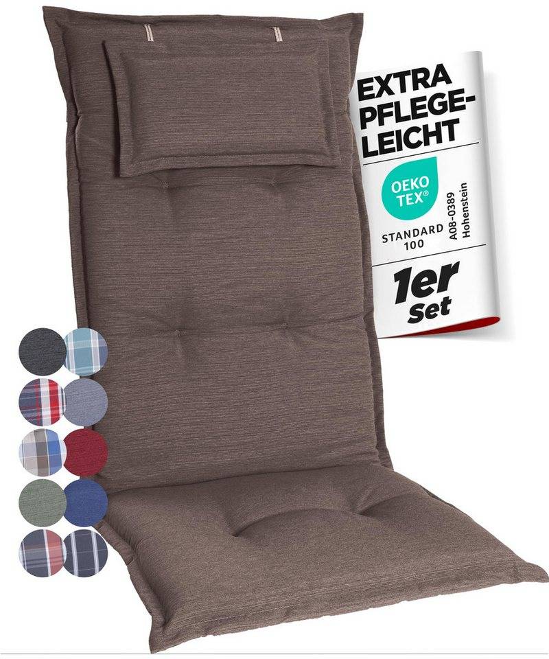 Gardisun Auflagekissen Gartenstuhlauflagen Polyester 6cm Dick, (1 St., 1 er Set), integriertes Kopfpolster von Gardisun