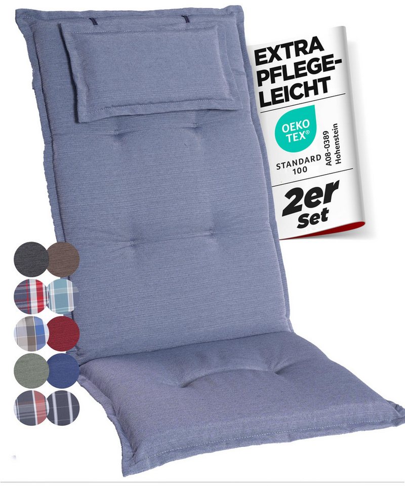 Gardisun Auflagekissen Gartenstuhlauflagen Polyester 6cm Dick, (2 St., 1 er Set), integriertes Kopfpolster von Gardisun
