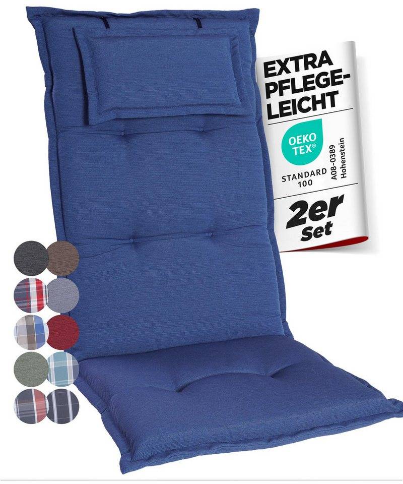 Gardisun Auflagekissen Gartenstuhlauflagen Polyester 6cm Dick, (2 St., 1 er Set), integriertes Kopfpolster von Gardisun