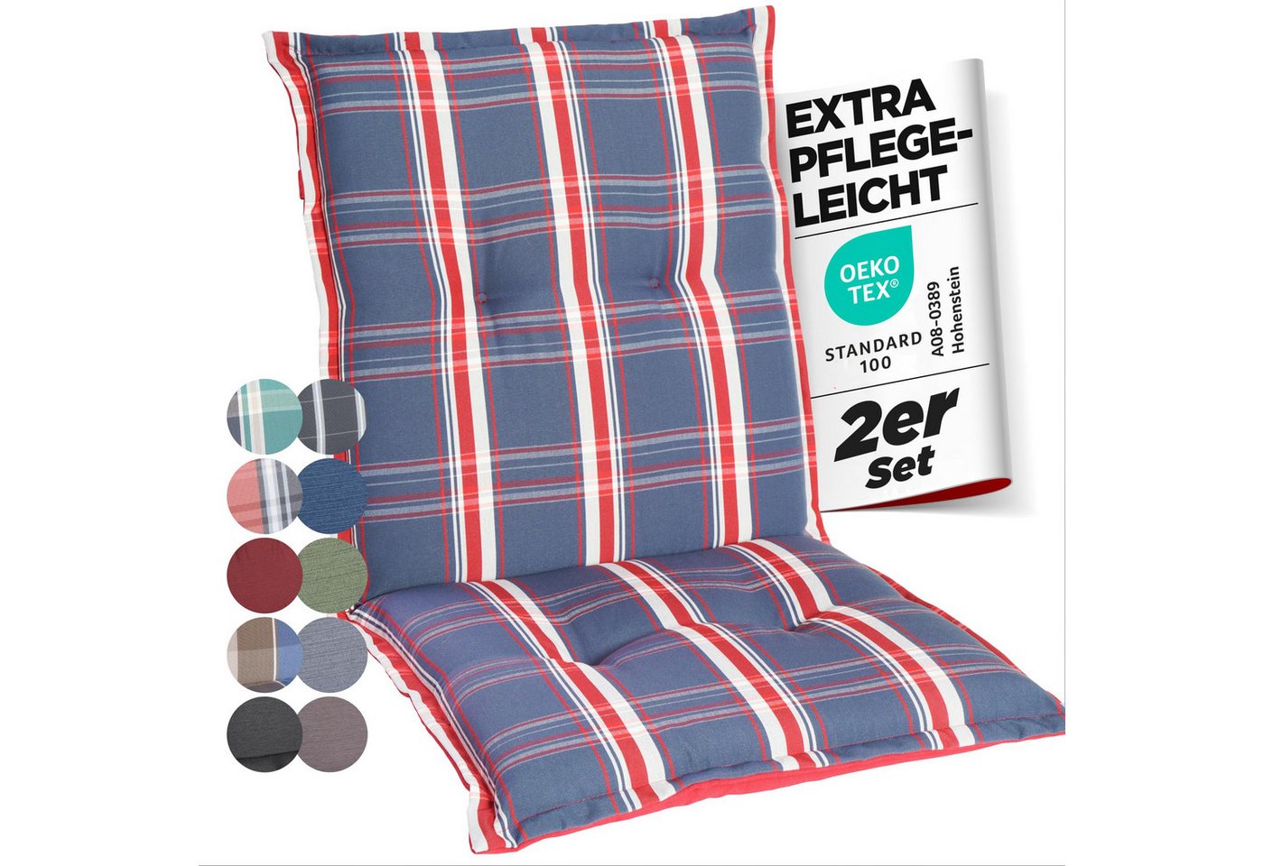 Gardisun Auflagekissen Gartenstuhlauflagen Polyester 6cm Dick, (2 St., 1 er Set), integriertes Kopfpolster von Gardisun