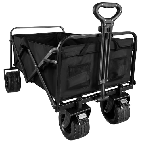 Gardlov Faltbarer Transportwagen mit Breiten Rädern für Garten, Strand Ausflüge mit Bremse Verstellbarer Griff – 100 kg Traglast, 75 l Volumen von Gardlov