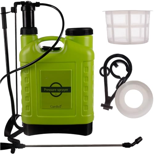 GARDLOV Drucksprüher 16L mit Rucksack-Tragegurten, 170cm Reichweite – Gartenspritze mit Langer Lanze & 120cm Schlauch von Gardlov