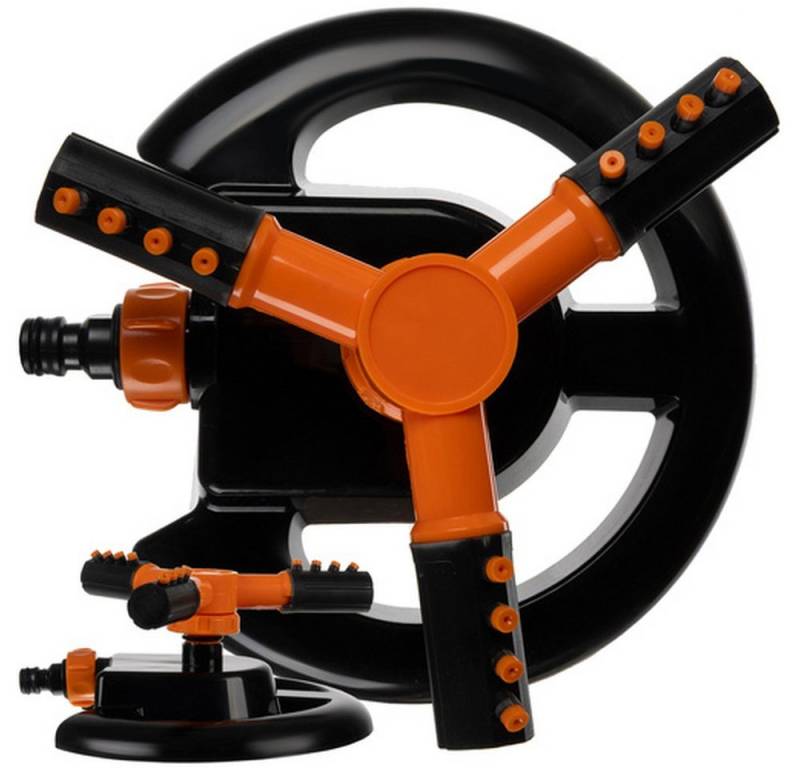 Gardlov Kreisregner 3-Arm-Rotationsregner Rasensprenger, für Flächen bis 300 m², (Spar-Set, 1-St., drehbar), Robuster Standfuß aus widerstandsfähigem ABS und Gummi von Gardlov