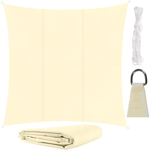 Sonnensegel Quadratisch 3,6x3,6 m für zuverlässigen Sonnenschutz Wasserdicht inkl. Befestigung Garten Strand Camping 23165, Farbe:Beige von Gardlov