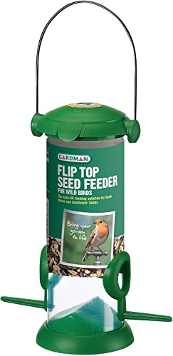 Gardman Vogelfutterstation mit Flip-Top-Deckel – Vogelfutterspender mit 2 Plätzen – Futterstation für Vogelfutter, Sonnenblumenkerne und Erdnüsse von Gardman