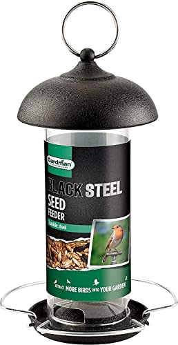 Gardman Vogelfutterstation aus Stahl – Futterstation mit 4 Plätzen für Vogelfutter, Sonnenblumenkerne oder Erdnüsse – Vogelfutterspender mit antibakterieller Beschichtung von Gardman