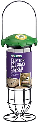 Gardman Vogelfutterstation mit Flip-Top-Deckel – von allen Seiten zugänglicher Vogelfutterspender mit Kunststoffgitter – Futterstation für Meisenknödel von Gardman