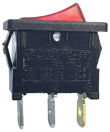 Gardner Bender GSW-48 Elektrischer Mini-Wippschalter, SPST, ON-OFF, 13A/125V AC, Flachstecker, rot beleuchtet von Gardner Bender