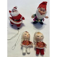 Lot Von 4 Vintage Weihnachten Beflockte Ornamente Weihnachtsmann Carolers Doc Zwerg Urlaub von GardnersPride