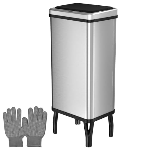 Gardtech 60 Liter Mülleimer Küche mit Sensor - Abfalleimer mit Bewegungssensor - Klemmring für Müllbeutel - Leises Öffnen und Schließen - Montage Erforderlich Erhöhung der Höhe von Gardtech