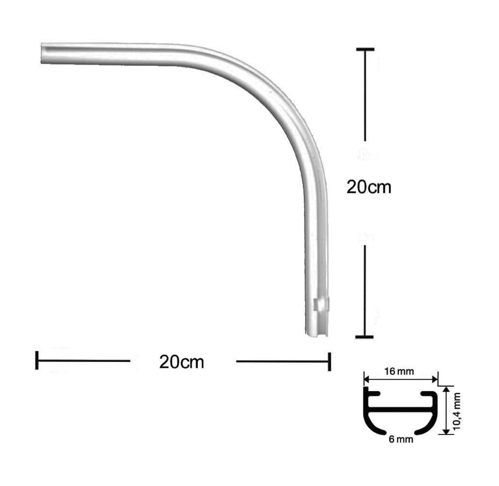 Gardinenschiene Rundbogen für halbrunde Schleuderschiene, Garduna, verschraubt, Aluminium von Garduna