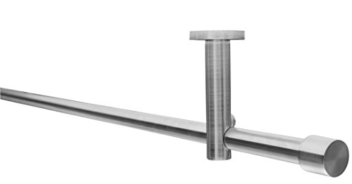 Gardinenstangen-Set, Ø 16 mm, geeignet zur Deckenbefestigung oder Wandbefestigung, 1-läufig Metall EDELSTAHL-OPTIK, 120 cm von Garduna