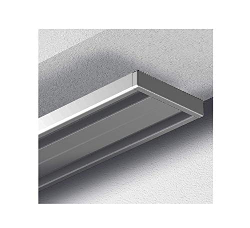 Garduna 120cm Gardinenschiene Vorhangschiene, Aluminium, silber, alu-silber eloxierte Oberfläche, 2-läufig oder 1-läufig (Wendeschiene) von Garduna