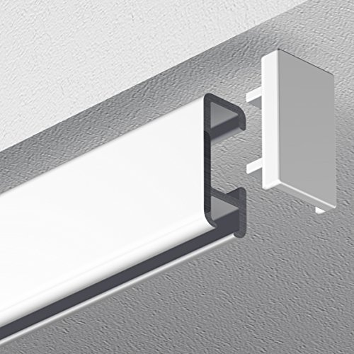 Garduna 540cm Bilderschiene Galerieschiene Schleuderschiene, Aluminium, weiss, glatte, glänzende Oberfläche, 1-läufig (3 x 180cm inkl. Verbinder) von Garduna