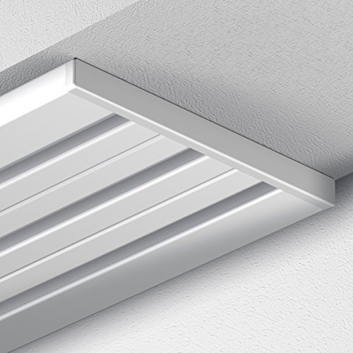 Garduna 600cm Vorhangschiene Gardinenschiene | Aluminium | weiss | glatte glänzende Oberfläche | 4-läufig oder 3-läufig | Flächenvorhangschiene | Wendeschiene von Garduna