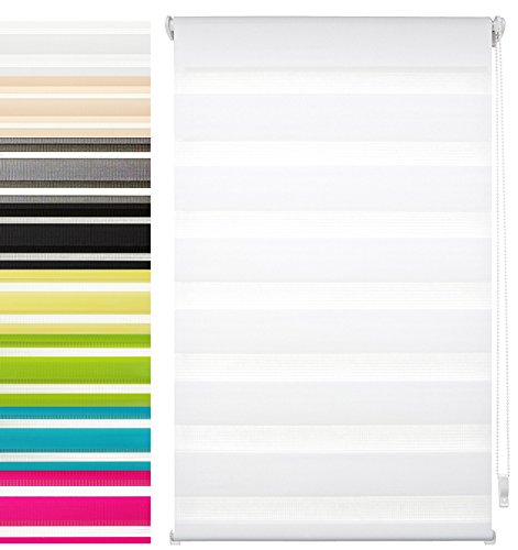 Garduna FIX Duo-Doppel-Rollo # Weiss 45cm # Smartfix - Klemmfix - ohne Bohren - viele Farben & Größen - Sichtschutz - lichtdurchlässig von Garduna