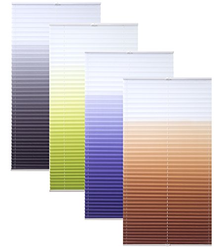Garduna Flow Plissee # grau 75cm # - mit Farbverlauf - verspannt - Smartfix - Klemmfix - ohne Bohren - viele Größen - Sichtschutz - lichtdurchlässig von Garduna