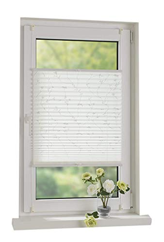 Garduna Print | Plissee mit Druck | Weiss/Weiss 40cm | verspannt - Smartfix - Klemmfix - ohne Bohren - viele Größen - Sichtschutz - lichtdurchlässig von Garduna