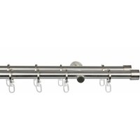 GARESA Gardinenstange "CHAPEAU", 2 läufig-läufig, Wunschmaßlänge, Vorhanggarnitur, mit Ringe und Haken, verlängerbar, edelstahl optik von Garesa