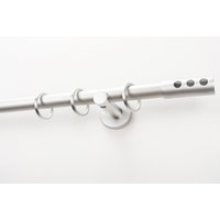 GARESA Gardinenstange "EASY" Ø 20 mm 1 läufig-läufig Wunschmaßlänge Vorhanggarnitur, verlängerbar, Endk. mit 3 Löcher, Alu, m. Ringe von Garesa