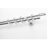 GARESA Gardinenstange "EASY" Ø 20 mm 2 läufig-läufig Wunschmaßlänge Vorhanggarnitur, verlängerbar, Endk. M. Ausschnitt, Alu, m. Ringe von Garesa