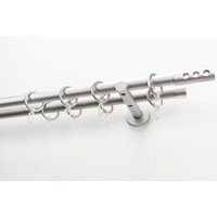 GARESA Gardinenstange "EASY" Ø 20 mm 2 läufig-läufig Wunschmaßlänge Vorhanggarnitur, verlängerbar, Endk. mit 3 Löcher, Alu, m. Ringe von Garesa