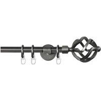 GARESA Gardinenstange "RUSTIKA" Ø 16 mm 1 läufig-läufig Wunschmaßlänge rustikale Vorhanggarnitur, verlängerbar, m. Ringe, Endknopf Korb von Garesa