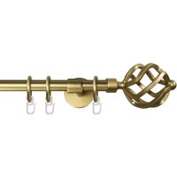 GARESA Gardinenstange "RUSTIKA" Ø 16 mm 1 läufig-läufig Wunschmaßlänge rustikale Vorhanggarnitur, verlängerbar, m. Ringe, Endknopf Korb von Garesa