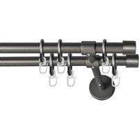 GARESA Gardinenstange "RUSTIKA" Ø 16 mm 2 läufig-läufig Wunschmaßlänge rustikale Vorhanggarnitur, verlängerbar, m. Ringe, Endkappe von Garesa