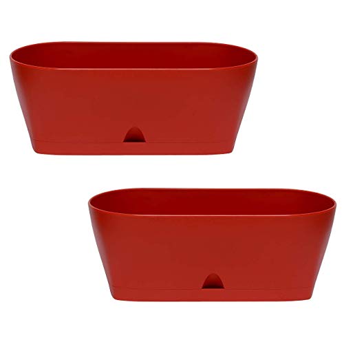 2X Blumenkasten Balkonkasten Pflanztopf für Garten Balkon und Tischdeko mit Wasserauffangschale, für Innen- und Außenbereich Rot 2X Blumenkasten Balkonkasten Pflanztopf für Garten Balkon und Tischdeko mit Wasserauffangschale, für Innen- und Außenbereich Rot von Gariella