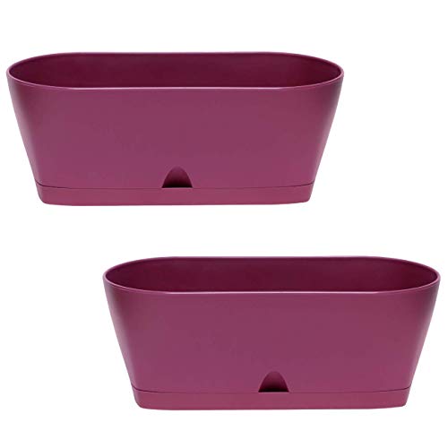 2X Blumenkasten Balkonkasten Pflanztopf für Garten Balkon und Tischdeko mit Wasserauffangschale Lila/Innenbereich 2X Blumenkasten Balkonkasten Pflanztopf für Garten Balkon und Tischdeko mit Wasserauffangschale Lila/Innenbereich von Gariella