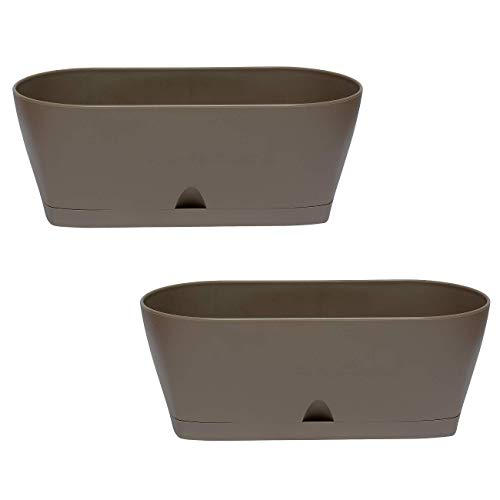 2X Blumenkasten Balkonkasten Pflanztopf für Garten Balkon und Tischdeko mit Wasserauffangschale von Gariella