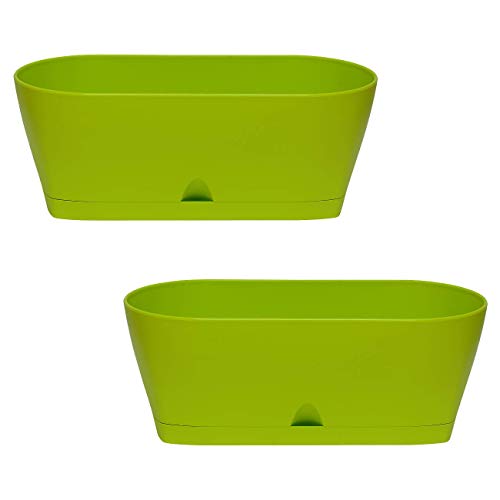 2X Blumenkasten Balkonkasten Pflanztopf für Garten Balkon und Tischdeko mit Wasserauffangschale von Gariella