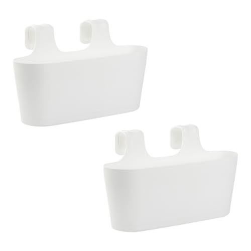 Gariella - 2 x Blumenkasten in Weiß, Hängekasten, Geländer-Montage, Balkon, Außenbereich, 5,5 L, oval, Kunststoff, Übertopf, Pflanzkasten, Blumentopf zum Hängen, Wasserspeicher/Untersetzer von Gariella