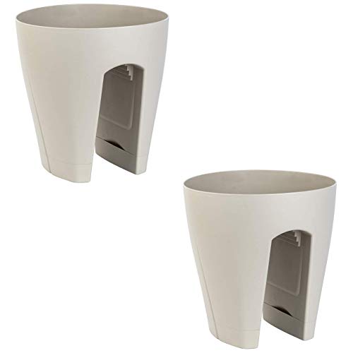 2X Blumentopf für Geländer Blumenkasten Geländerkasten Balkonkiste in Farbe Sand von Gariella