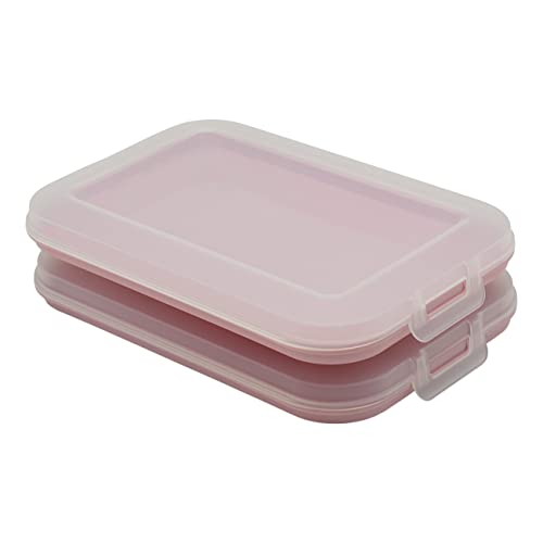 2er Set Aufschnitt-Dosen mit integrierter Servierplatte, Frischhaltedose, Aufbewahrungsbox, Lebensmittelbehälter, Aufschnitt-Box, stapelbar, BPA-frei, Küchenbedarf, Kunststoff rosa von Gariella
