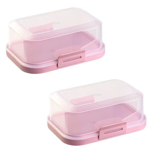 2x Hochwertige Stapelbare Butterdose mit Verschluss, Plastik-box-dose, Perfekte Ordnung im Kühlschrank BPA-Frei Mehrzweck rosa von Gariella