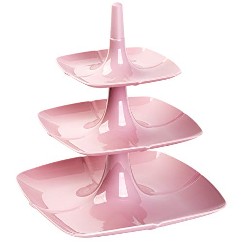 3 stöckige Etagere Kuchenständer Tortenplatte Tortenhalter Kunststoff rosa von Gariella