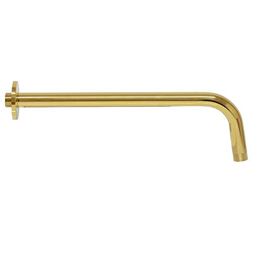 30cm Brausearm Wandarm Wandauslauf Wandausleger für Duschbrause, Kopfbrause, Brausekopf in Gold, Messing vergoldet Hochglanz, mit Wandrosette, ½ Zoll Außengewinde von Gariella