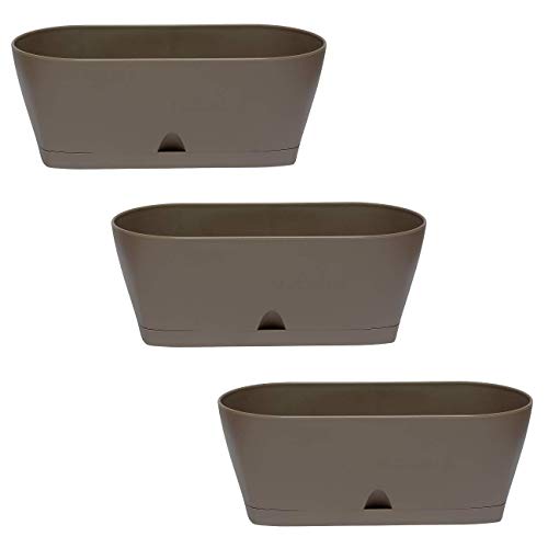 3X Blumenkasten Balkonkasten Pflanztopf für Garten Balkon und Tischdeko mit Wasserauffangschale 3X Blumenkasten Balkonkasten Pflanztopf für Garten Balkon und Tischdeko mit Wasserauffangschale von Gariella