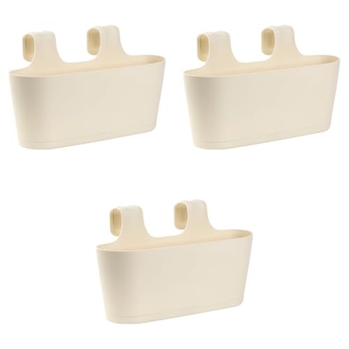 Gariella - 3 x Blumenkasten in Beige, Hängekasten, Geländer-Montage, Balkon, Außenbereich, 5,5 L, oval, Kunststoff, Übertopf, Pflanzkasten, Blumentopf zum Hängen, Wasserspeicher/Untersetzer Gariella - 3 x Blumenkasten in Beige, Hängekasten, Geländer-Montage, Balkon, Außenbereich, 5,5 L, oval, Kunststoff, Übertopf, Pflanzkasten, Blumentopf zum Hängen, Wasserspeicher/Untersetzer von Gariella