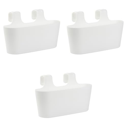 Gariella - 3 x Blumenkasten in Weiß, Hängekasten, Geländer-Montage, Balkon, Außenbereich, 5,5 L, oval, Kunststoff, Übertopf, Pflanzkasten, Blumentopf zum Hängen, Wasserspeicher/Untersetzer von Gariella
