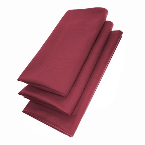 3er Pack Servietten 44cm x 44cm aus 100% Baumwolle in Weinrot von Gariella