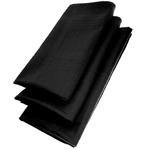 3er Pack Textil Servietten 45 x 45cm 100% Baumwolle 4 seitig eingesäumt Schwarz von Gariella