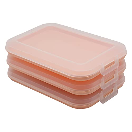3er Set Aufschnitt-Dosen mit integrierter Servierplatte, Frischhaltedose, Aufbewahrungsbox, Lebensmittelbehälter, Aufschnitt-Box, stapelbar, BPA-frei, Küchenbedarf, Kunststoff apricot von Gariella