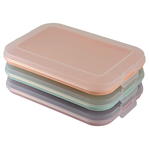 3er Set Aufschnitt-Dosen mit integrierter Servierplatte, Frischhaltedose, Aufbewahrungsbox, Lebensmittelbehälter, Aufschnitt-Box, stapelbar, BPA-frei, Küchenbedarf, Kunststoff bunt von Gariella