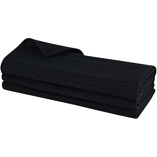 3X Geschirrtuch aus 100% Baumwolle Waffel-Piqué in schwarz 3X Geschirrtuch aus 100% Baumwolle Waffel-Piqué in schwarz von Gariella