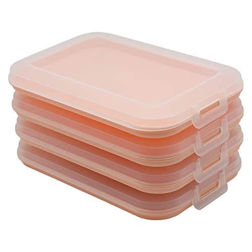 4er Set Aufschnitt-Dosen mit integrierter Servierplatte, Frischhaltedose, Aufbewahrungsbox, Lebensmittelbehälter, Aufschnitt-Box, stapelbar, BPA-frei, Küchenbedarf, Kunststoff apricot von Gariella