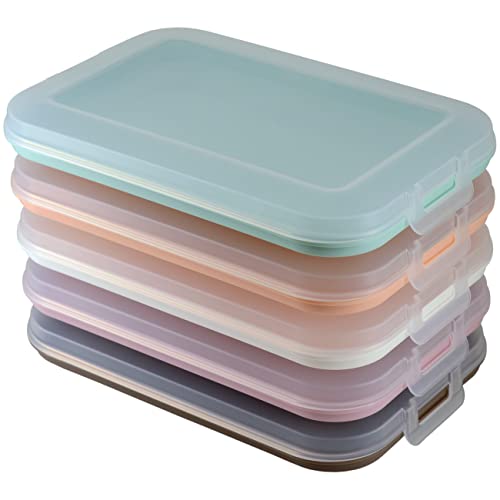 5er Set Aufschnitt-Dosen mit integrierter Servierplatte, Frischhaltedose, Aufbewahrungsbox, Lebensmittelbehälter, Aufschnitt-Box, stapelbar, BPA-frei, Küchenbedarf, Kunststoff bunt von Gariella