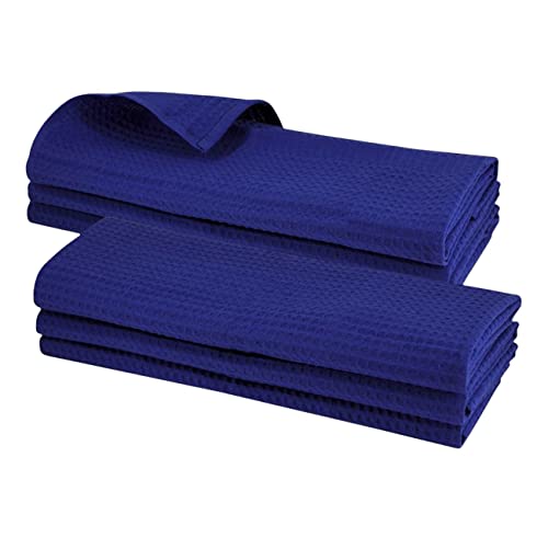 6er-Set Geschirrhandtücher in Blau-Royalblau, im Waffel-Pique-Design, aus 100% Baumwolle, Spültuch, Putztuch, Küchentuch, Poliertuch von Gariella